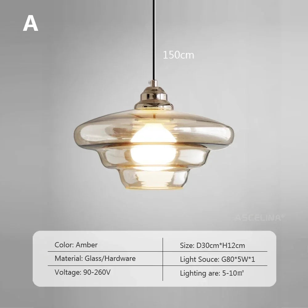 suspension rétro en verre plaqué pour décoration moderne - vue 8 sur 9
