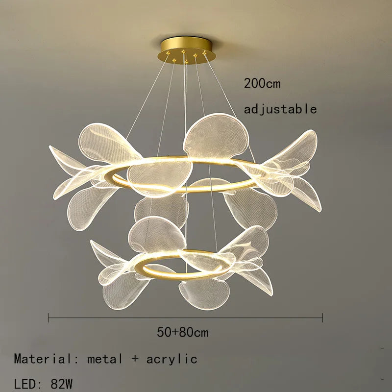 lustre en acrylique avec anneau doré à intensité variable  livraison directe