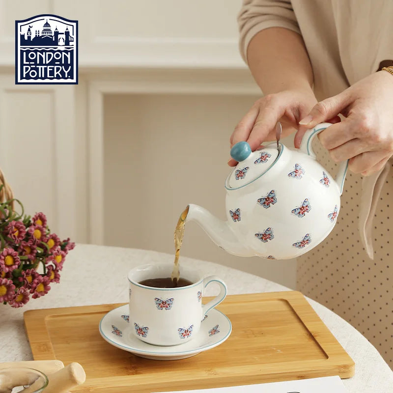 Théière céramique motif papillon animaux avec infuseur 500ml - vue 4 sur 5