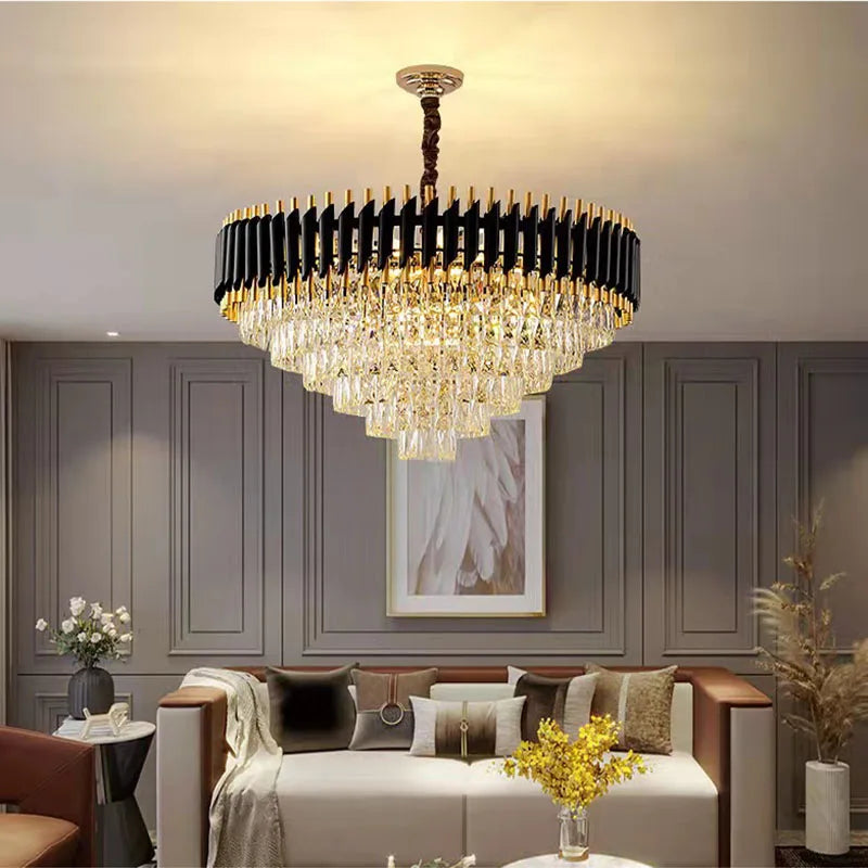 lustre en cristal luxueux avec éclairage led pour intérieur