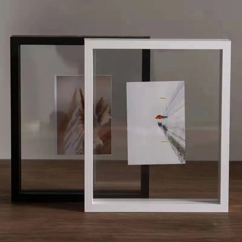 Classic Solid Wood Double-Sided Transparent Acrylic Photo Frame, Framing Photos, Specimens, Certificates, Paintings, Posters - vue 3 sur 9