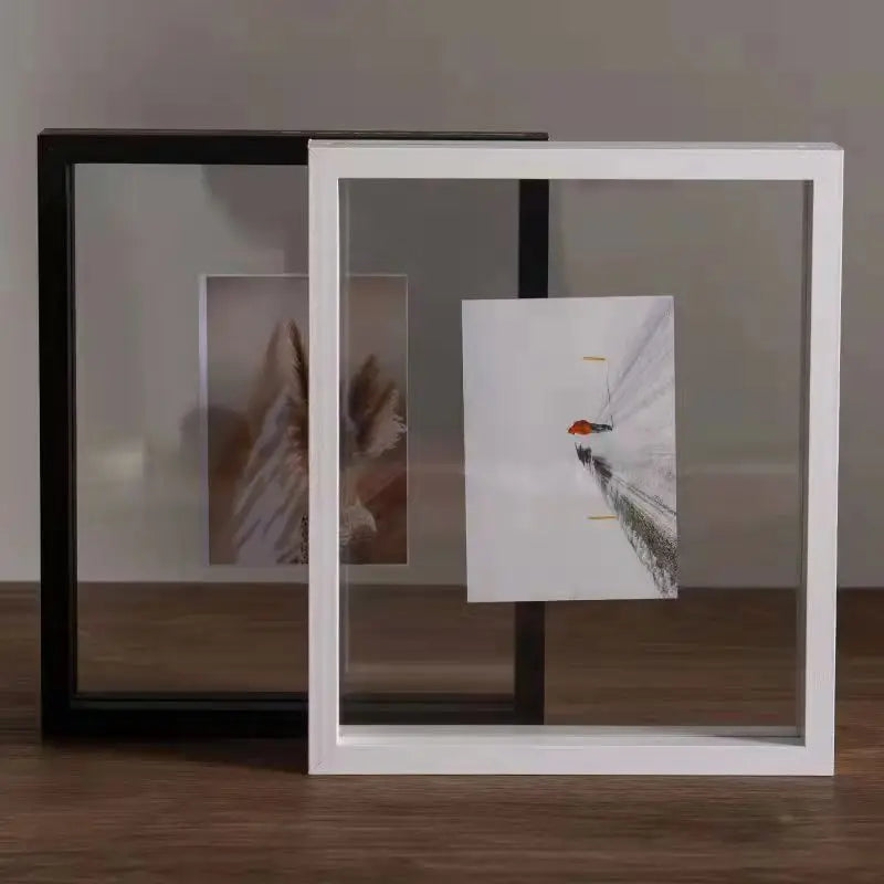 Classic Solid Wood Double-Sided Transparent Acrylic Photo Frame, Framing Photos, Specimens, Certificates, Paintings, Posters