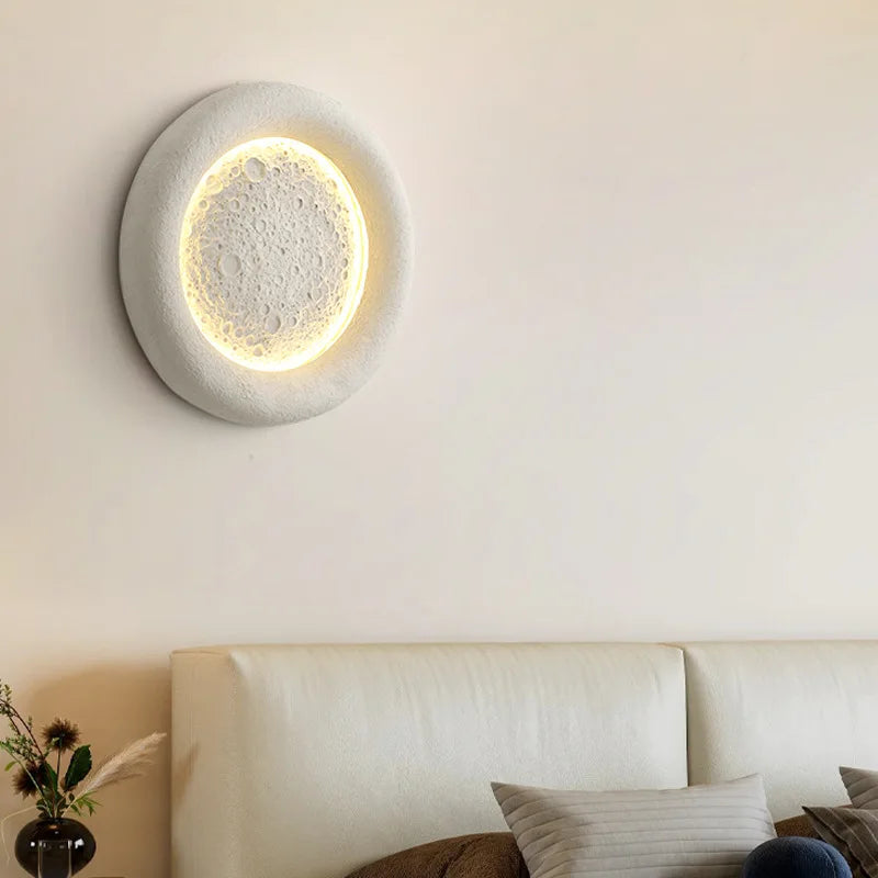 applique murale led lune 3 intensités art déco résine