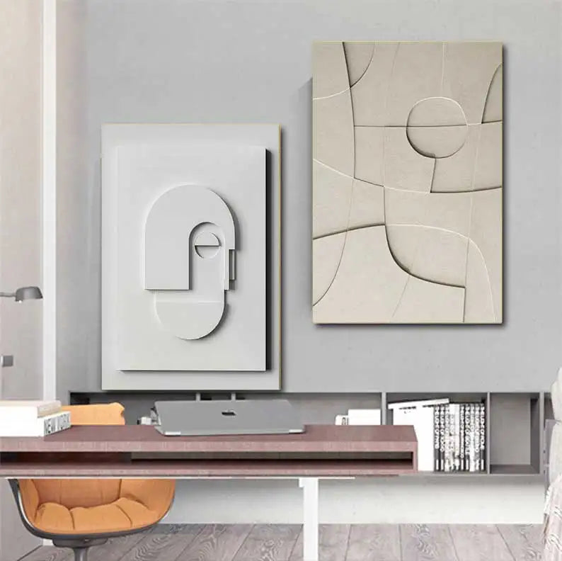 peinture géométrique abstraite effet 3d décoration murale nordique