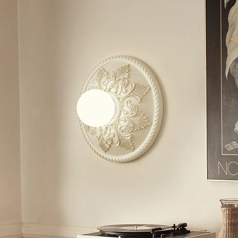 applique murale ronde rétro en verre blanc haut de gamme - vue 6 sur 8