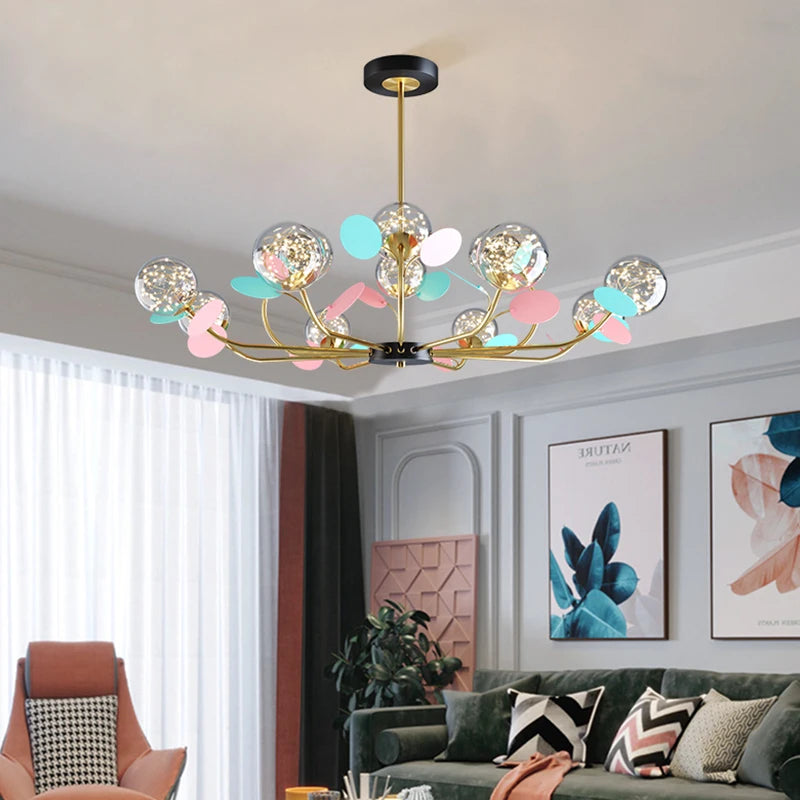Lustre led moderne atmosphérique nordique étoilé macaron créatif