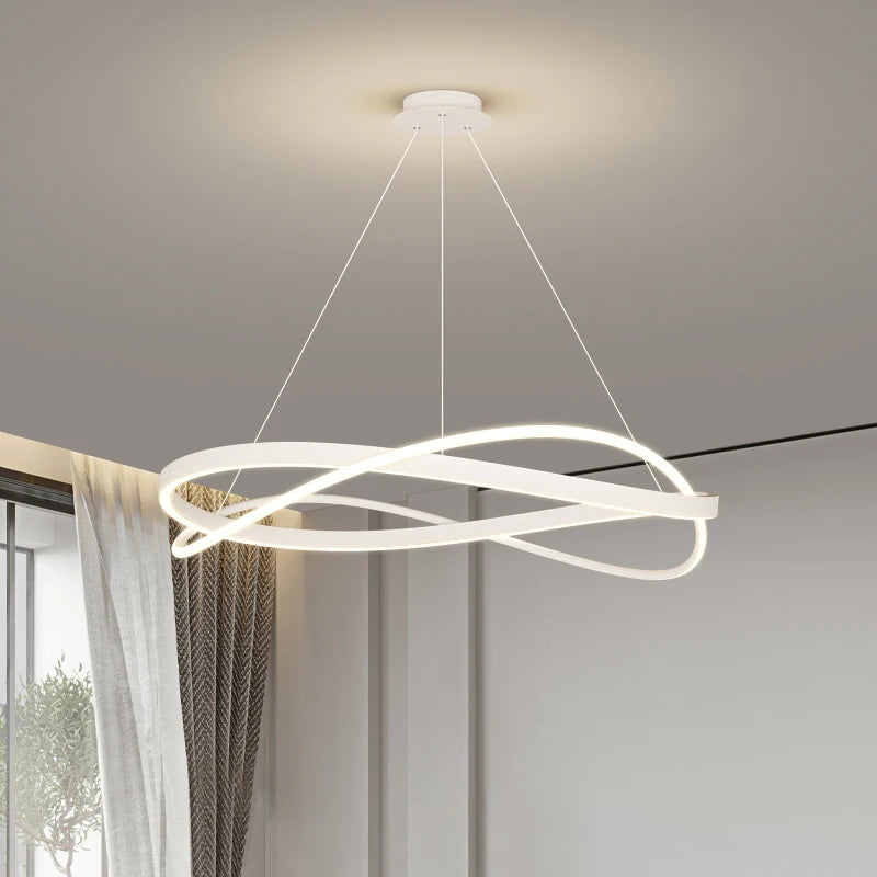 Minimalistischer LED-Kronleuchter nordisches Design für große Kunsthalle - vue 3 sur 14