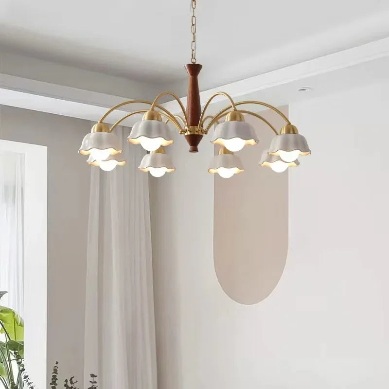 lustre moderne en céramique à fleurs pour intérieur contemporain - vue 5 sur 12