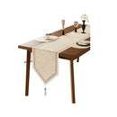 Chemin de table lin motifs floraux style champetre