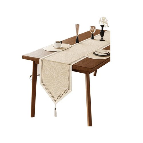 Chemin de table lin motifs floraux style champetre - vue 5 sur 4