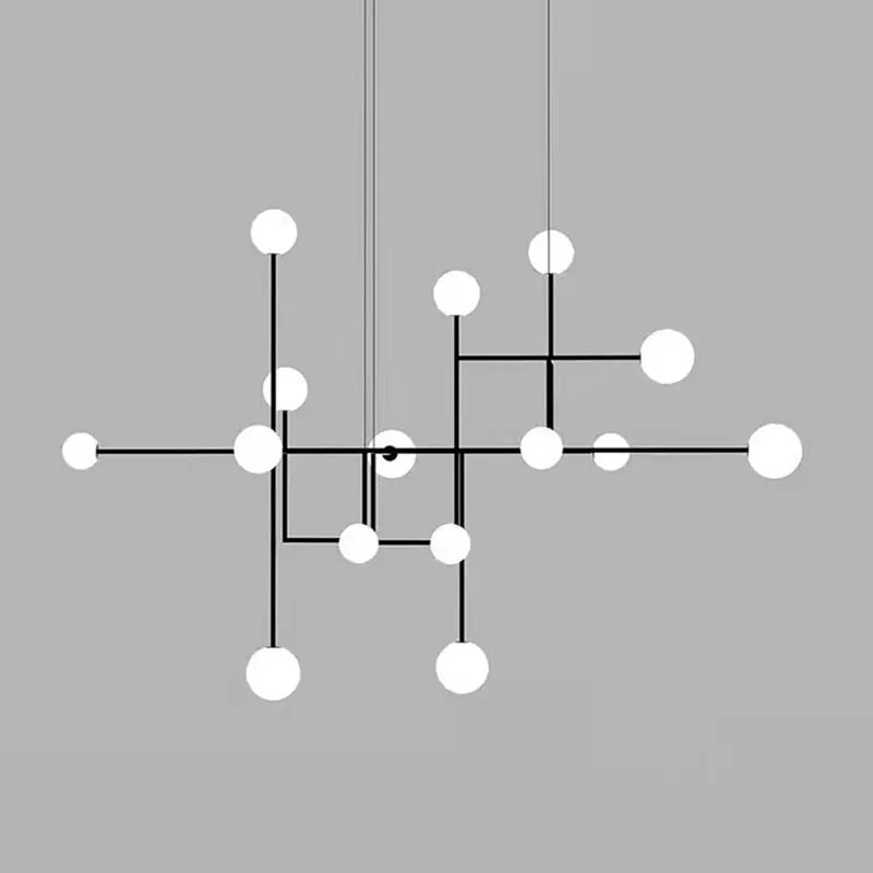 Nouvelles LED lustres hôtel Hall Foyer salle à manger lampe suspendue or noir métal éclairage moderne 15 verre blanc G9 ampoule Art déco - vue 5 sur 7