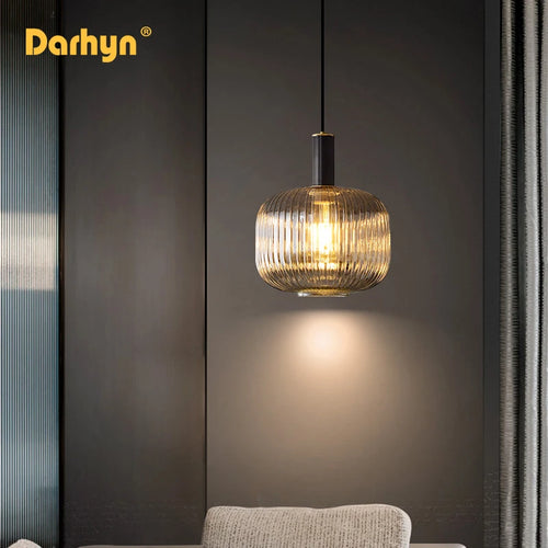 lustre rétro led en verre pour décoration intérieure
