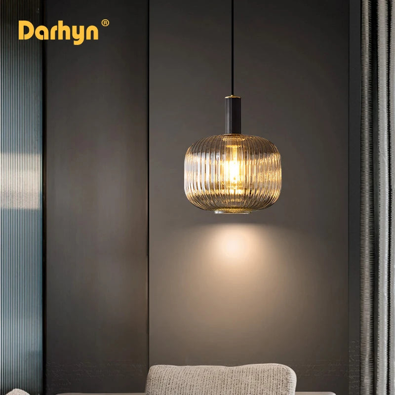 lustre rétro led en verre pour décoration intérieure - vue 4 sur 10