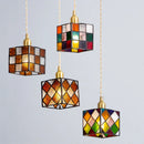 Deckenleuchte Cube im Tiffany-Stil aus Buntglas für stilvolle Inneneinrichtung