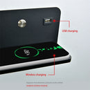 Moderne LED-Wandleuchte mit USB-Anschluss und kabelloser Ladefunktion