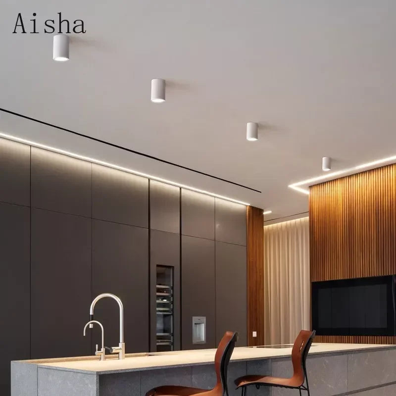 Runde LED-Deckenleuchte aus Zement im minimalistischen Design für den Innenbereich - vue 4 sur 9