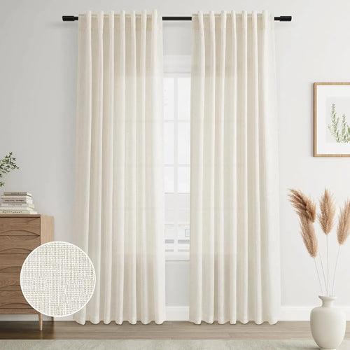 Voilage effet lin extra long fenêtres plafond haut
