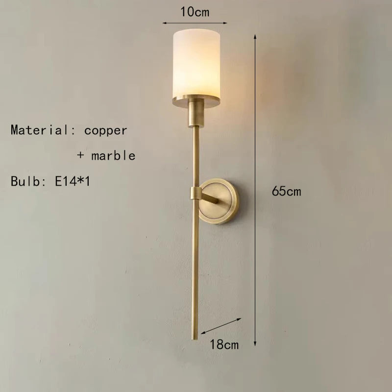 applique murale en marbre naturel avec ampoule en laiton