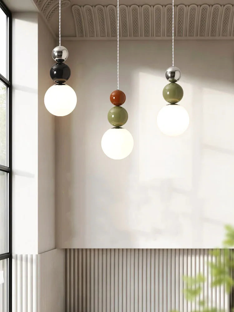 suspension minimaliste design français avec abat jour chromé LED - vue 5 sur 9