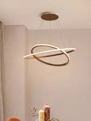 lustre moderne en bois led avec anneau en noyer rétro