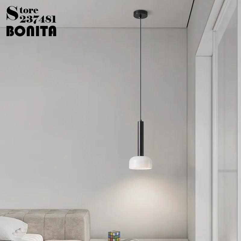 lustre moderne en verre laiteux pour éclairage intérieur décoratif - vue 4 sur 8