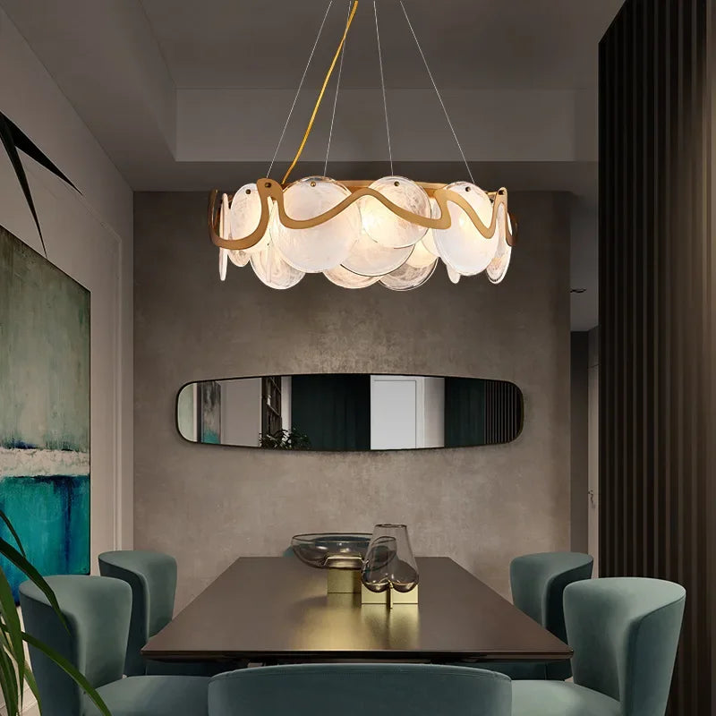 lustre LED de luxe pour décoration intérieure en verre élégant