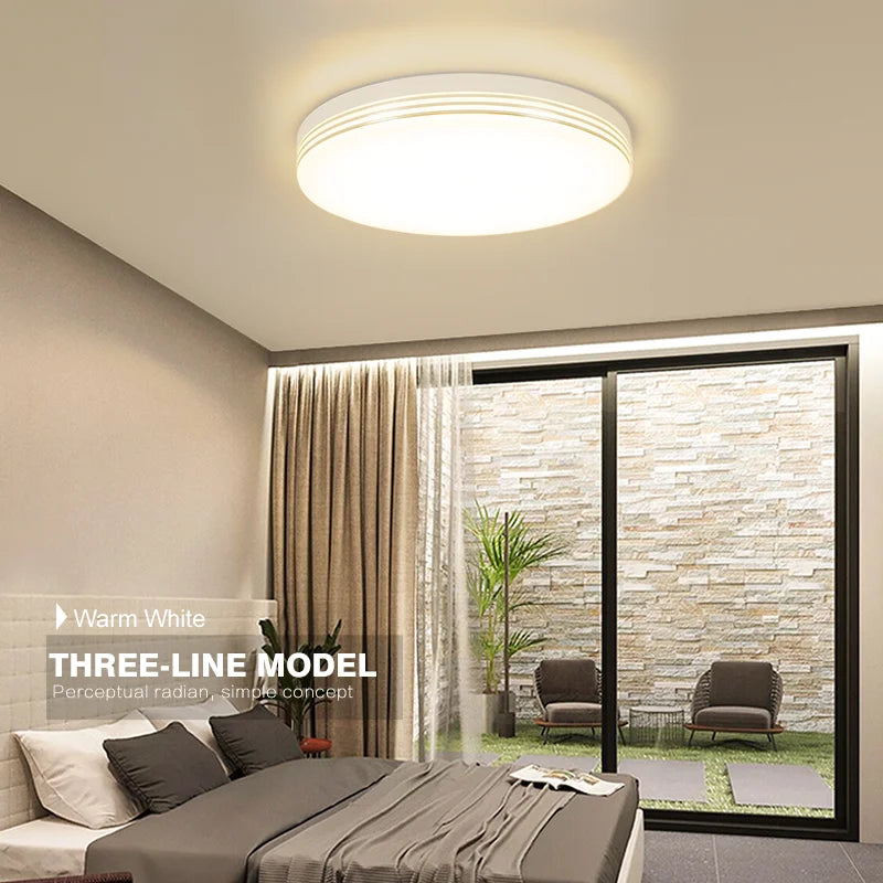 Plafonnier moderne luminaire rond Lustre 24W 36W 48W blanc chaud froid lumière naturelle 110/220V Led lumières décoration pour salon - vue 7 sur 12