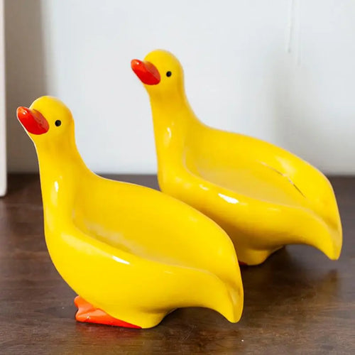 porte-savon en céramique canard design auto-drainant pour salle de bain