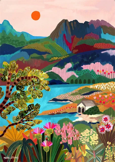 affiches colorées de paysage abstrait pour décoration murale