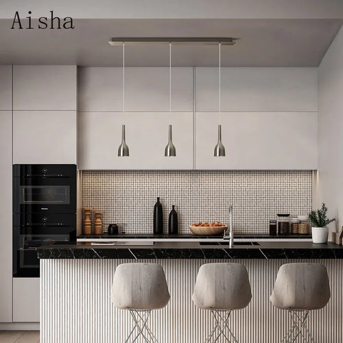 Moderne nordische Pendelleuchte aus Nickel, blendfrei für elegantes Interieur - vue 3 sur 7