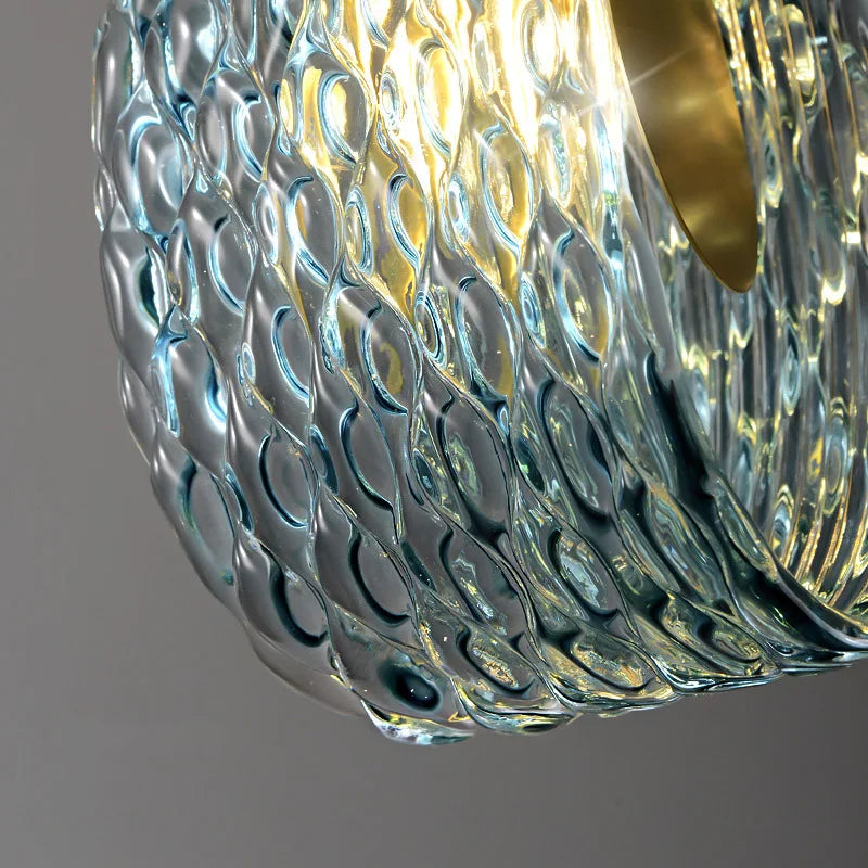 Moderne Pendelleuchte aus Glas mit Blumenmuster - vue 5 sur 8
