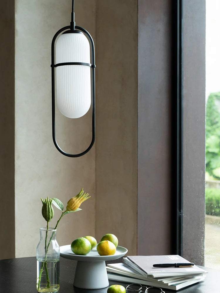 lustre industriel moderne en verre et métal pour décoration intérieure - vue 4 sur 8