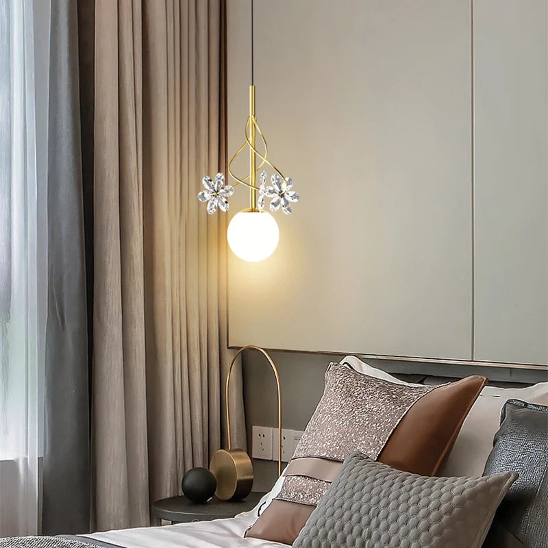 Suspension led en cristal design nordique décorative - vue 4 sur 8