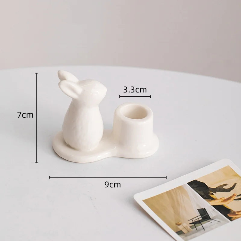 bougeoirs en céramique lapin décoratifs pour la maison - vue 8 sur 11