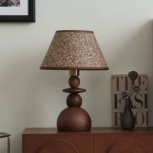 Tischlampe im mittelalterlichen Stil aus Massivholz mit schlichtem Retro-Design - vue 6 sur 9