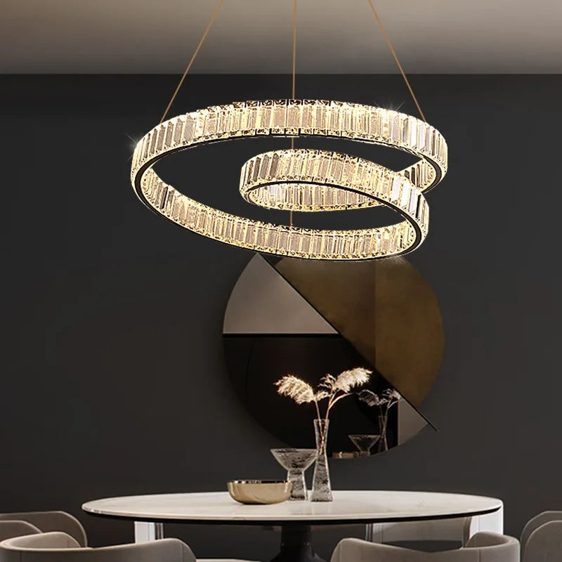 lustre cristal led luxe deco suspension - vue 5 sur 12