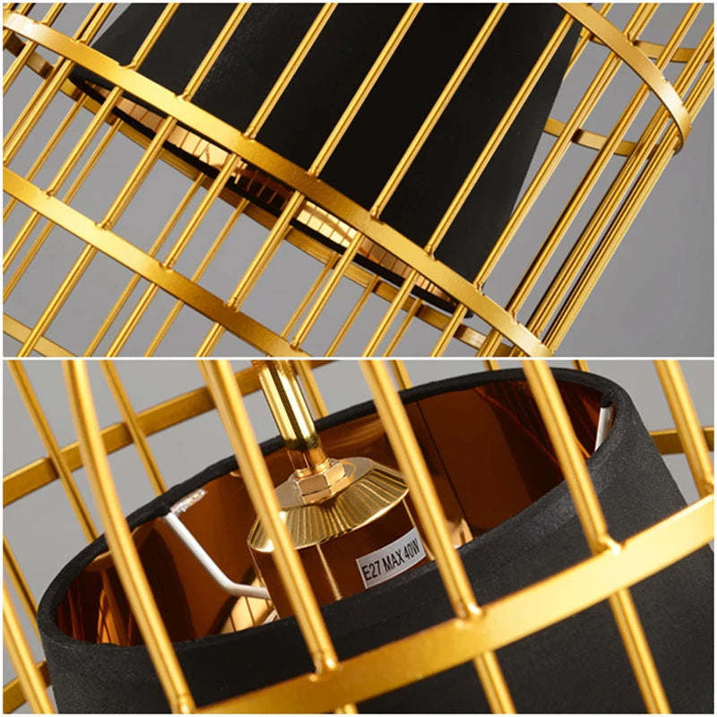 suspension vintage industrielle en fer doré pour bar ou loft - vue 6 sur 15