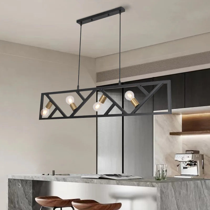 Style industriel fer art lustre restaurant salon lait thé café créatif 4 têtes personnalité lampe suspendue