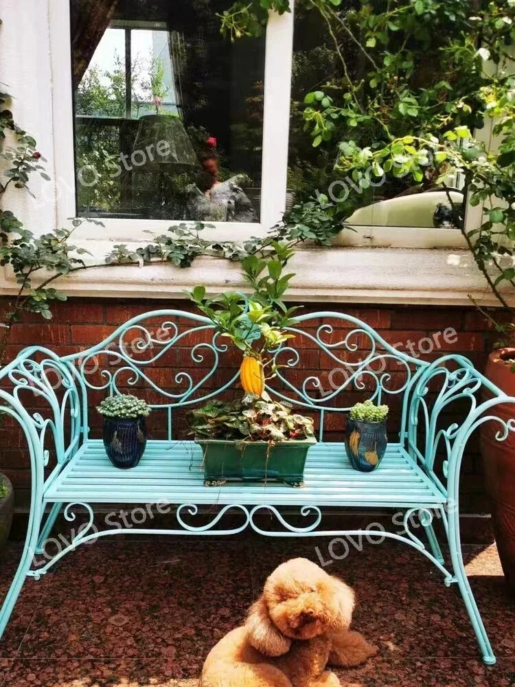 banc de jardin fer forgé table et chaises extérieur - vue 6 sur 14