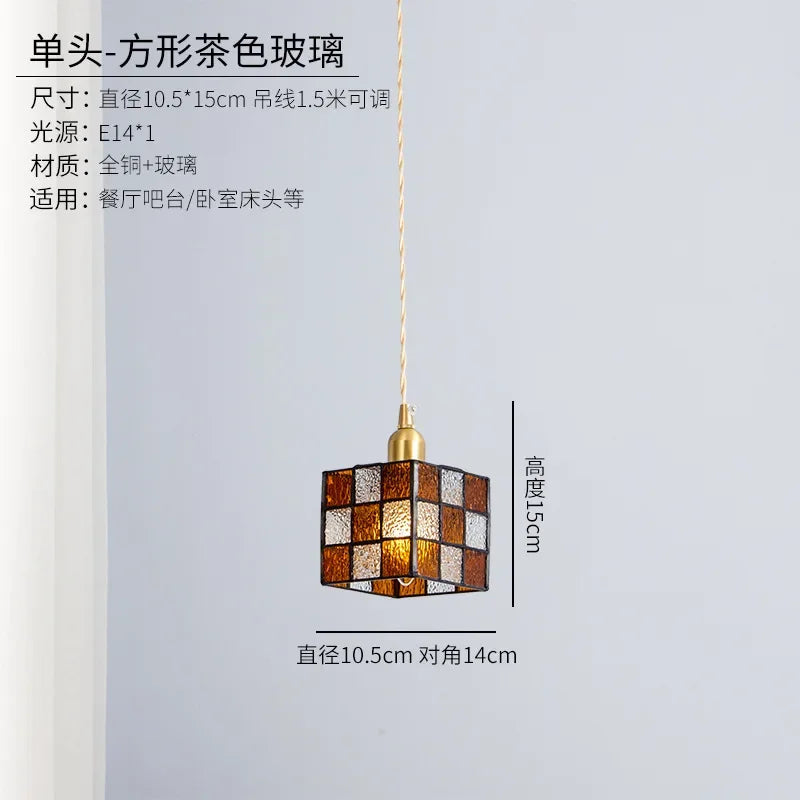 Deckenleuchte Cube im Tiffany-Stil aus Buntglas für stilvolle Inneneinrichtung - vue 8 sur 9