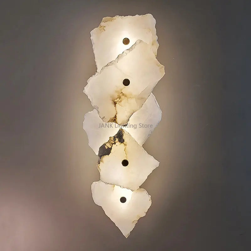 applique murale led design moderne en marbre et cuivre - vue 4 sur 12