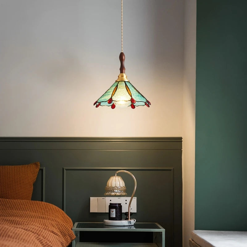 lustre rétro en cuivre et verre pour intérieur élégant - vue 3 sur 14