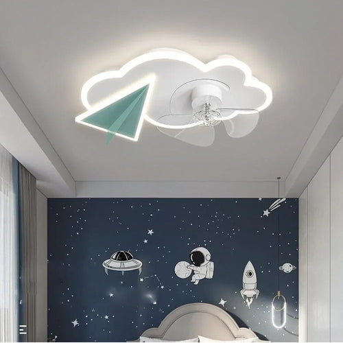 Deckenventilator mit Licht Flugzeug-Design und Fernbedienung für Kinder - vue 2 sur 8