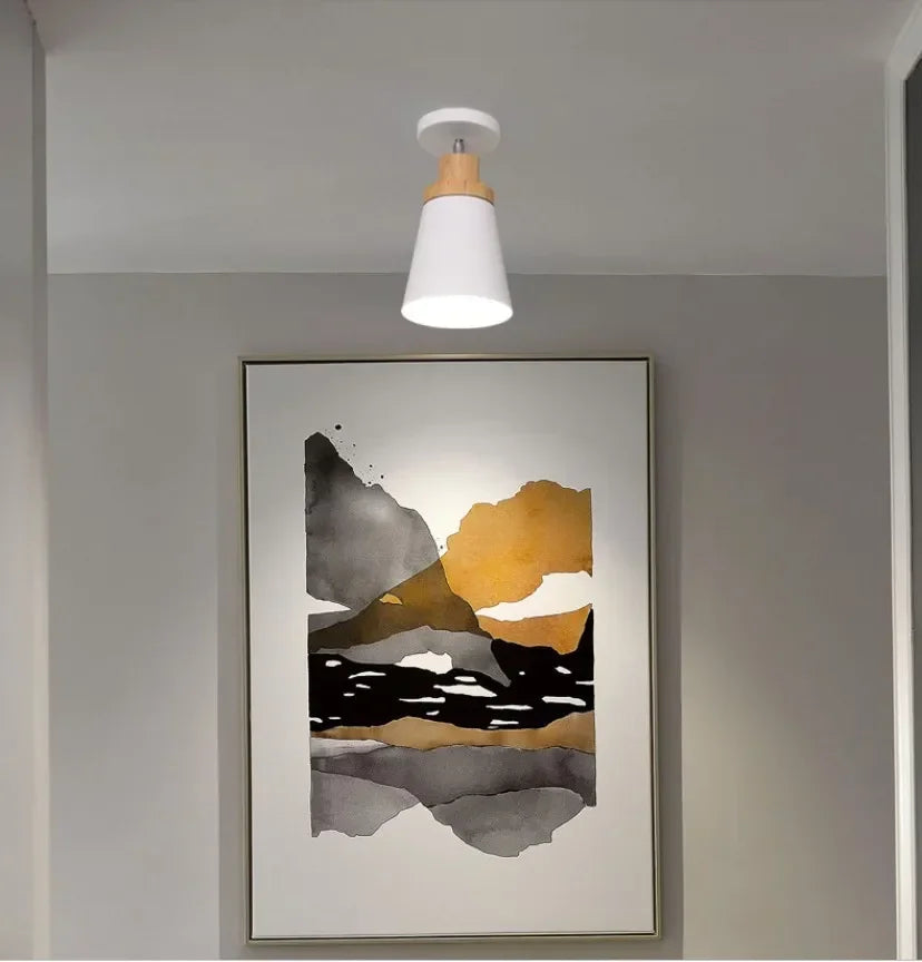 lampe nordique en bois massif style macaron pour restaurant bar - vue 4 sur 6