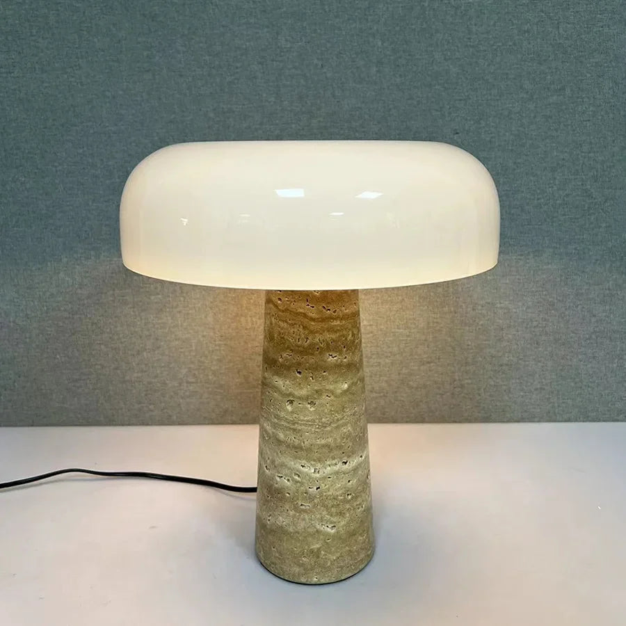 High Quality Cave Stone Desk Lamp White Glass Shade Table Light Fixture - vue 7 sur 7