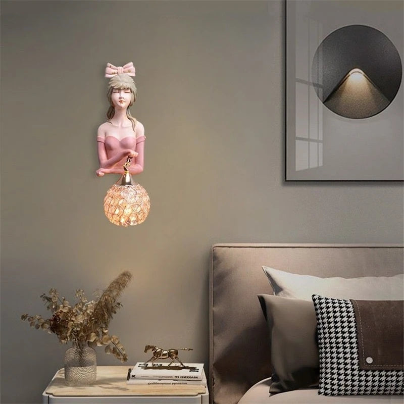 applique murale led moderne en résine pour belle fille - vue 5 sur 7