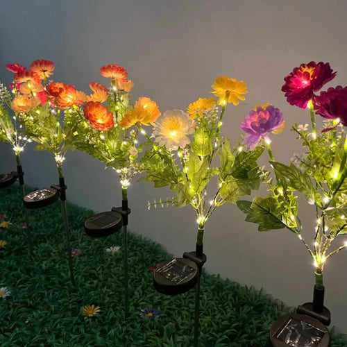 éclairage solaire en forme de rose pour jardin extérieur