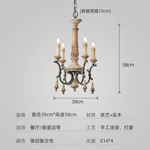 lustre vintage en bois sculpté pour un éclairage élégant à la maison