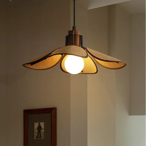 suspension en bois de lin style asiatique sud-est avec fil réglable