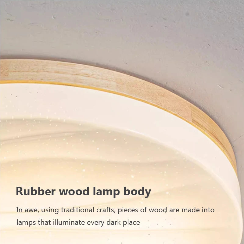 Plafonnier LED rond en bois au design nordique moderne - vue 11 sur 13